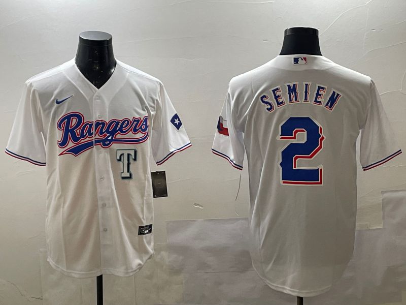 Men Texas Rangers #2 Semien White Game 2025 Nike MLB Jersey style 1->texas rangers->MLB Jersey